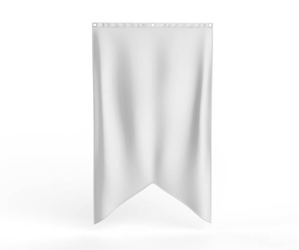 Gonfalon fishtail bottom flag banner for your logo design. Blank white 3d render illustration