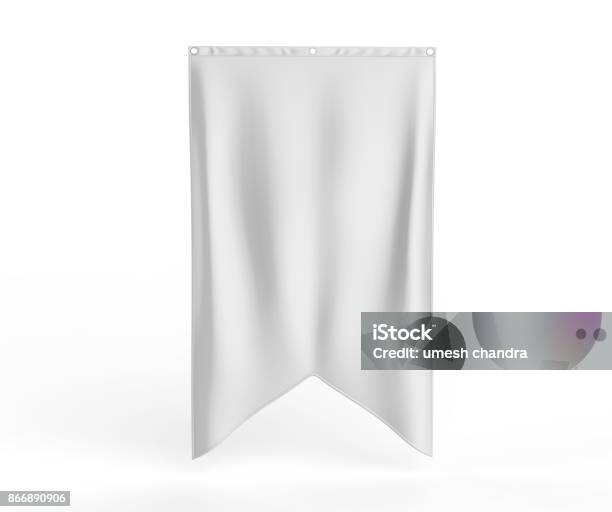 Gonfalon Fishtail Bottom Flag Banner For Your Logo Design Blank White 3d Render Illustration Stock Photo - Download Image Now