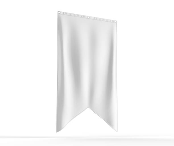 istock Gonfalon fishtail bottom flag banner for your logo design. Blank white 3d render illustration 866890976
