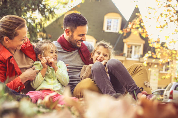 istock Smiling family have fun at backyard. 866894866
