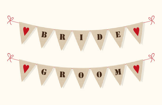 istock Cute vintage bunting flags with hearts and letters 866898160