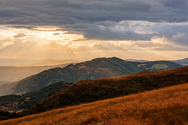 Mountain landscape and panorama view with clouds on Serbian mountain