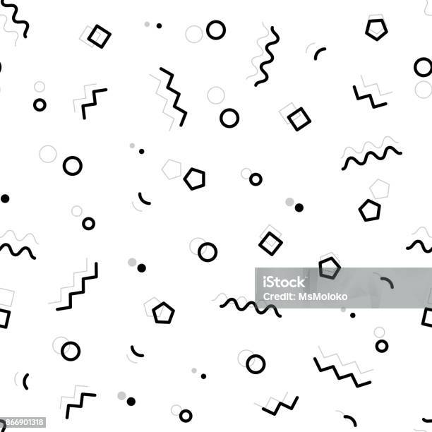 Noir Et Blanc Motif Géométrique Géométrique Avec Lignes Zigzag Triangles Carrés Vagues Hexagones Et Cercles Style De Graphisme Années 80 Et 90 Arrièreplan Transparent Vecteur Vecteurs libres de droits et plus d'images vectorielles de Zigzag