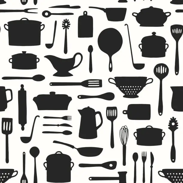 Vector illustration of Seamless Kitchenware Pattern