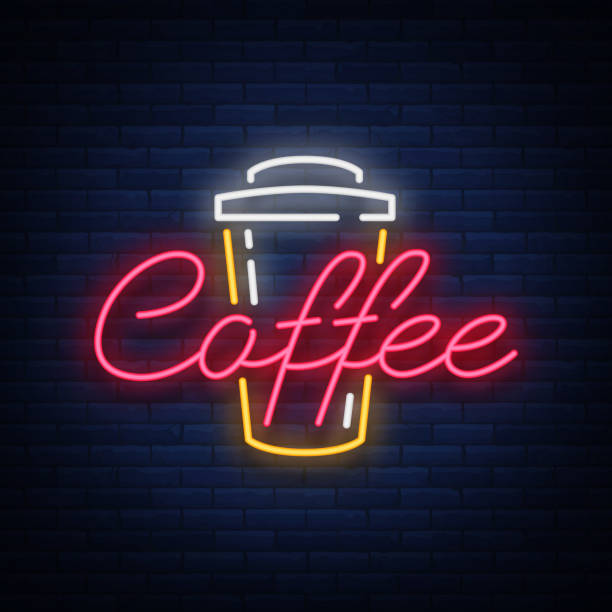 istock Coffee neon sign logo vector illustration, emblem in neon style, bright night sign, night advertisement of coffee 866909096