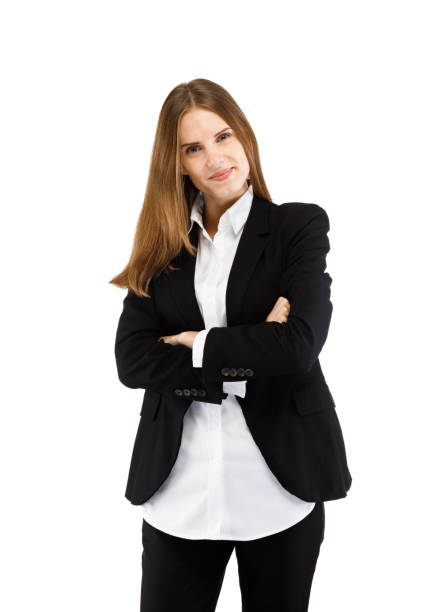 istock Young attractive businesswoman on white background 866909410