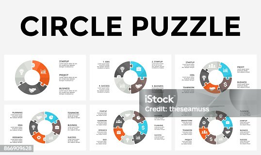 istock Vector circle arrows puzzle infographic, cycle diagram, graph, presentation chart. Business concept with 3, 4, 5, 6, 7, 8 options, parts, steps, processes 866909628