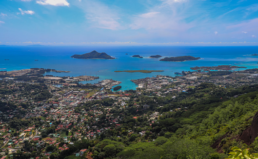 View of Victoria City. Seychelles nature. Mahe island. Dans Gallas trail