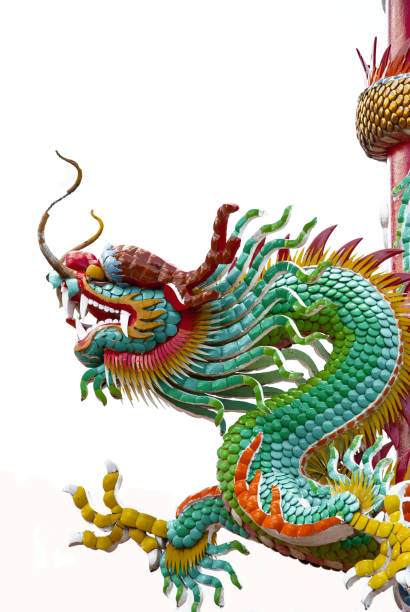 istock Dragon statue in chinese temple on white background. 866913330