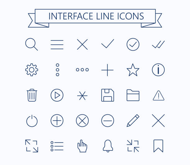 User interface line mini  icons .Editable stroke.24px User interface line mini  icons .Editable stroke.24px eps 10 resize stock illustrations