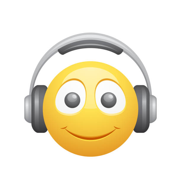 smiley & headphones - novo icons - smiley face audio stock illustrations