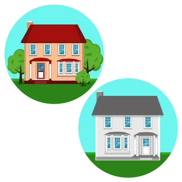 Vector illustration of Modern cottage. House. The property.