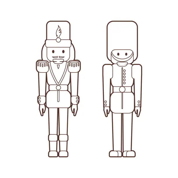Vector illustration of Two nutcrackers soldiers in lineart style