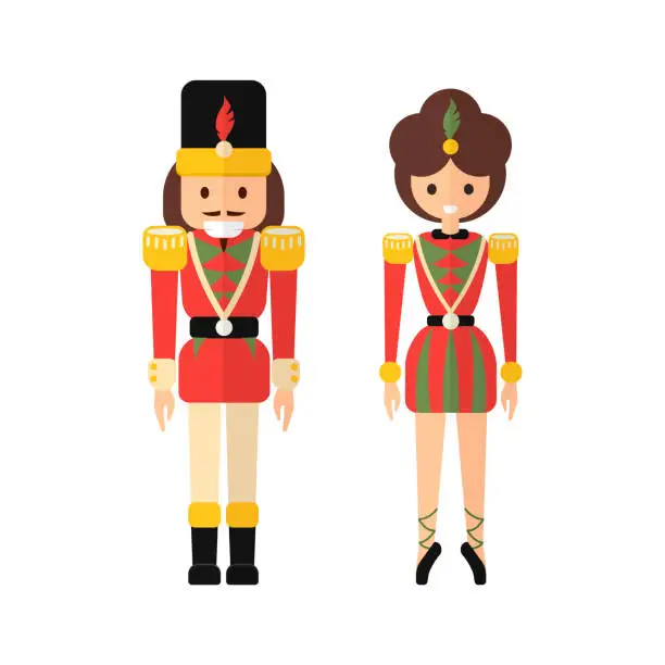 Vector illustration of Nutcracker and Ballerine