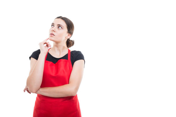 istock Pretty female merchandiser thinking at something 866922866