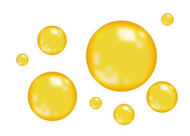 illustrations, cliparts, dessins animés et icônes de bulles d’or brillants réalistes. - protein colors macro horizontal
