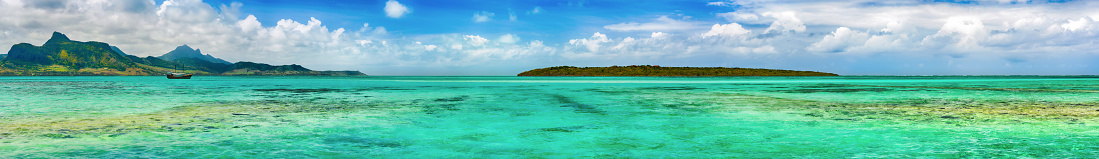 View of a sea at day time. Mauritius island. Panorama