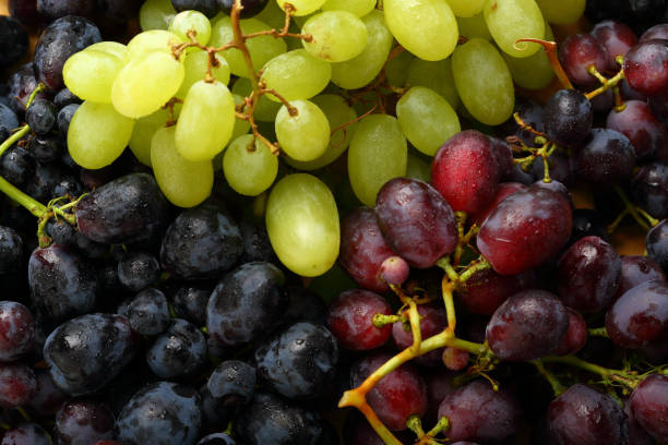istock Fresh organic grapes, food top view 866930144