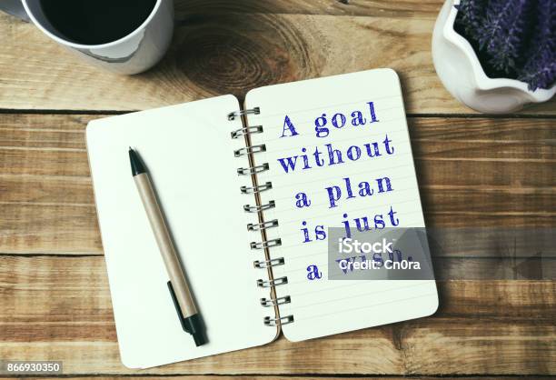 Life Inspirational Quotes A Goal Without A Plan Is Just A Wish Stock Photo - Download Image Now