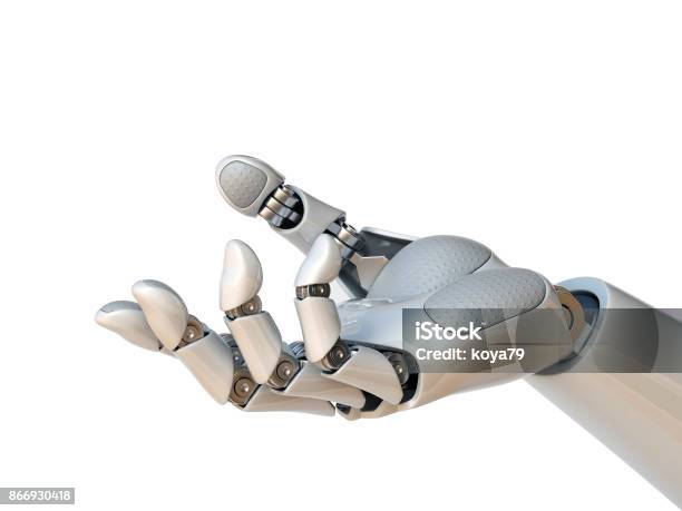 Robot Hand Reaching Gesture Or Holding Object 3d Rendering Stock Photo - Download Image Now