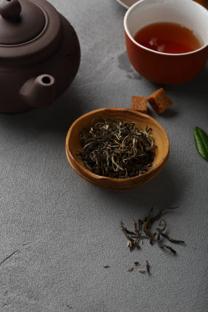 istock Tea background with tea leaves, food and copy-space 866932882