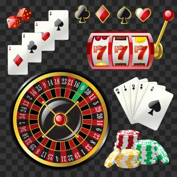 Vector illustration of Set of casino objects - modern vector realistic isolated clip art