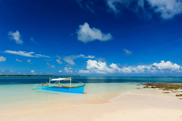istock Traditional fishing boat on pristine beach, Philippines 866944242