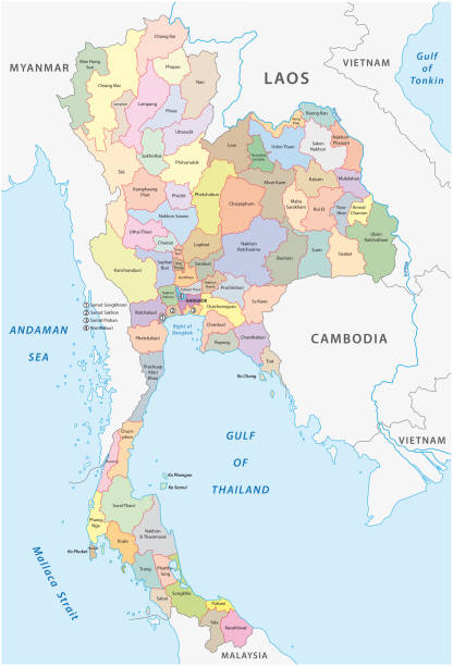 mapa administracyjna tajlandii - food state illustrations stock illustrations