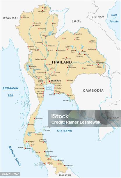 Thailand Map Stock Illustration - Download Image Now - Thailand, Map, Gulf Of Thailand