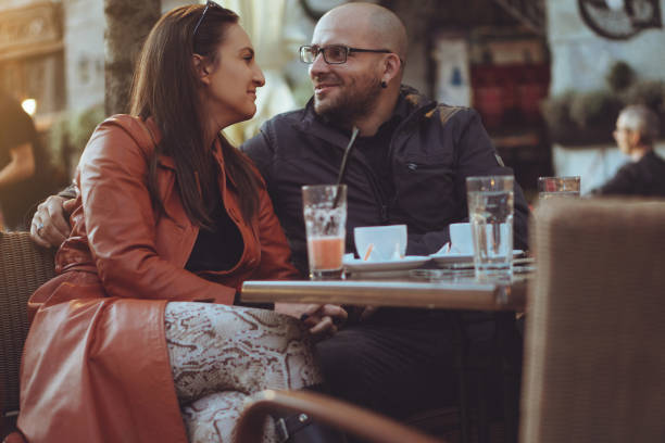istock Young couple in love at the coffee bar 866954272