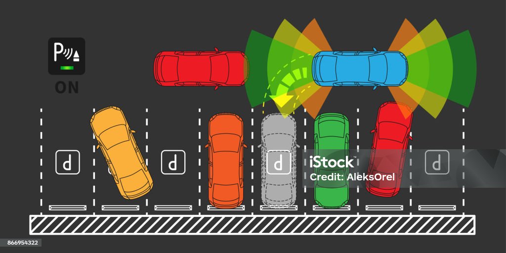 Parking Module Automatic Parking Assist System Vector Illustration Stock Illustration ...