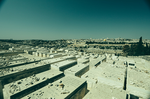 Jerusalem old city olive mount panoramic aerial view
