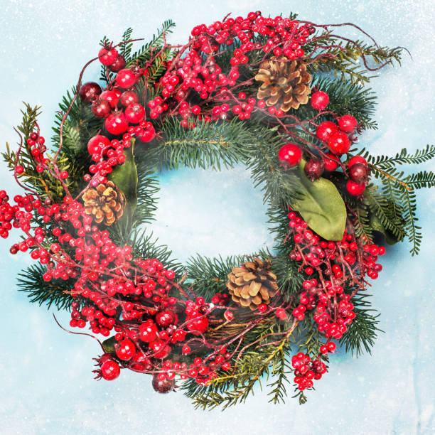 istock Christmas wreath on wooden door 866959086