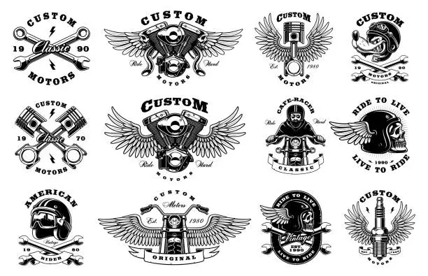 Vector illustration of Set of motorcycle design templates (version for white background)