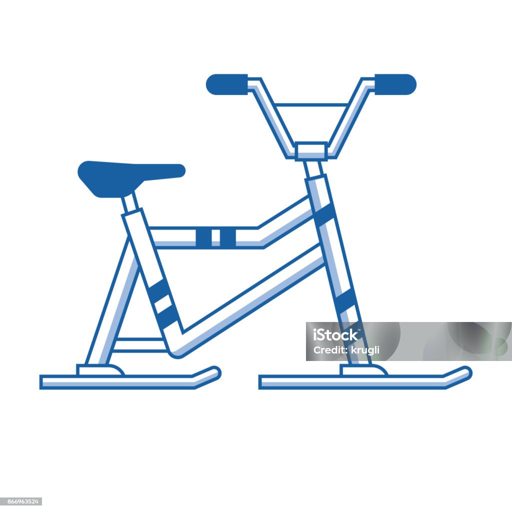 Snowmobile or Winter Bike Icon Line snowmobile icon. Winter sledding scooter or snow bike emblem or label template in outline design. Push Scooter stock vector