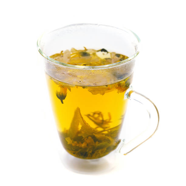istock Tea drink in transparent glass cup isolated on white. 866976880
