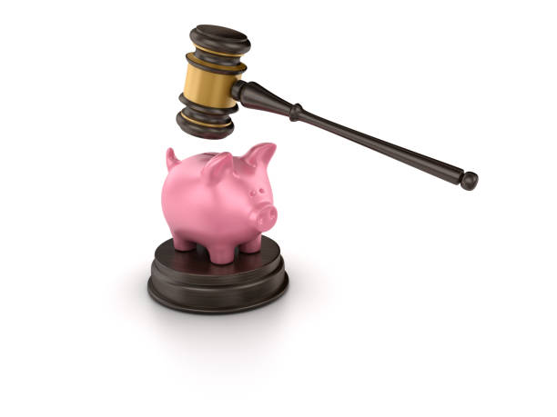 istock Gavel with Piggy Bank - 3D Rendering 866978206