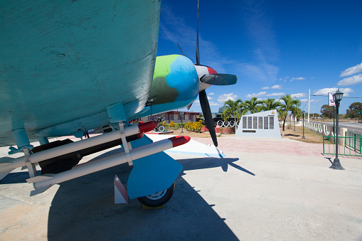 Playa Giron, Cuba - January 27,2017: The Bay of Pigs Museum. Tank and aircraft in front of the museum dedicated to the failed 1961 invasion.