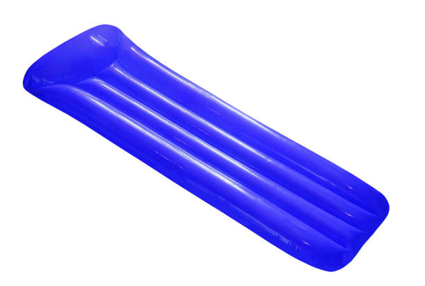 istock Blue inflatable floating pool raft mattress isolated on white background. 866985180