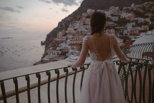 istock Bride on the terrace enjoying a view 866986620