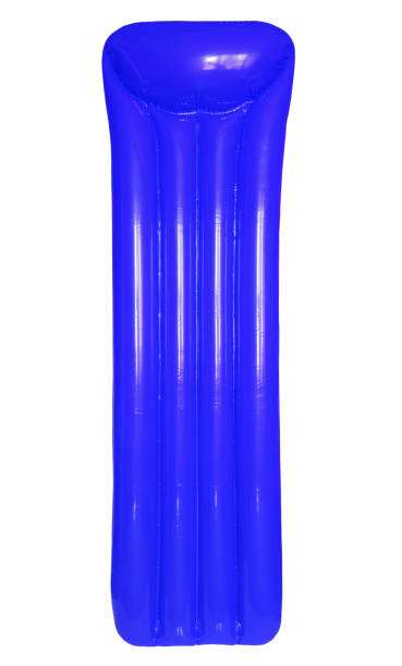 istock Blue inflatable floating pool raft mattress isolated on white background. 866988162