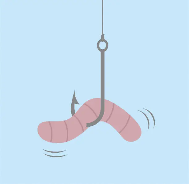 Vector illustration of Worm on hook