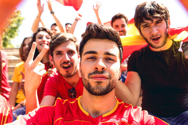Spain supporters at stadium during a football league