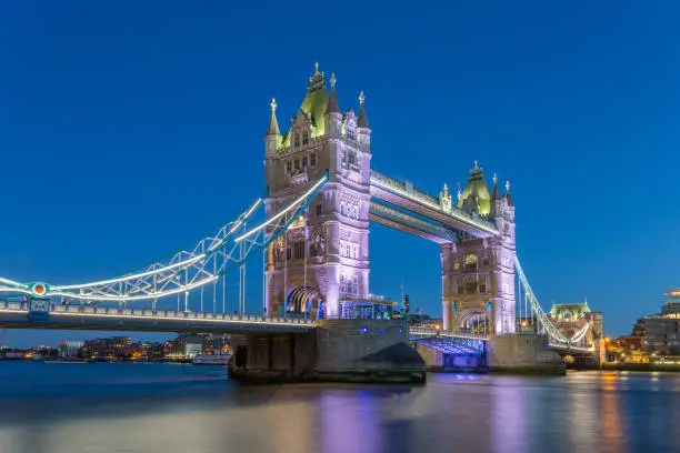 Tower Bridge at night in London
