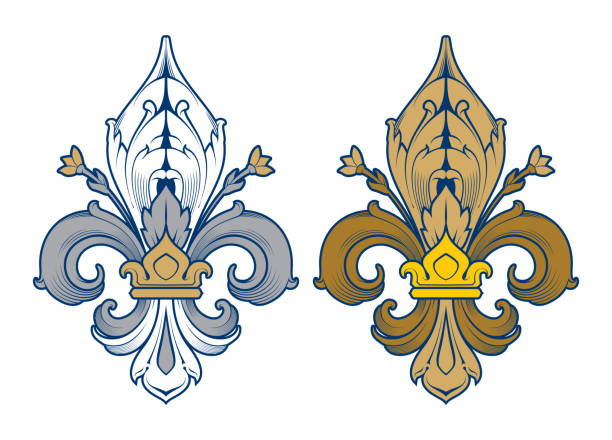 символ флер-де-лис - lily fleur de lys king flower stock illustrations