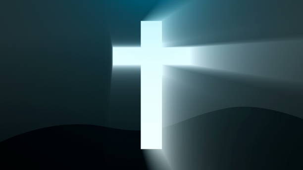 istock Light cross of Christ, ray beams background 867022544