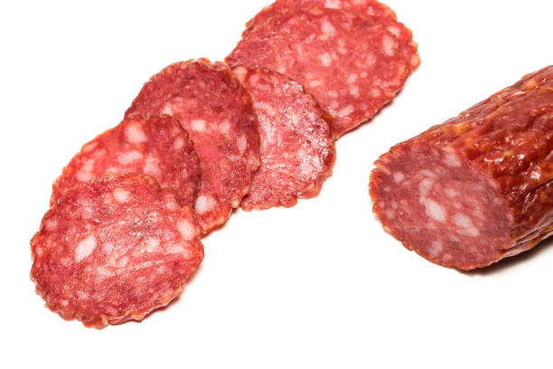 istock Salami smoked sausage isolated on white background cutout 867022702