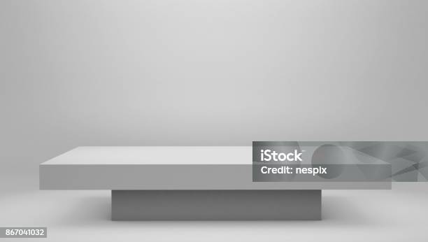 Modern White Podium Pedestal Platform Space Backdrop Stock Photo - Download Image Now