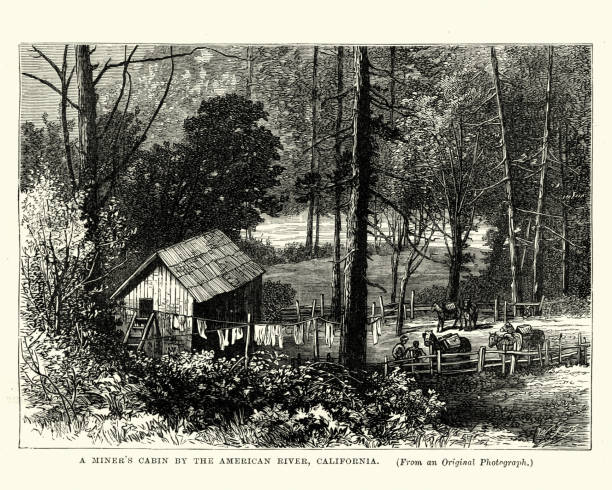 istock Miner's camp by American River, California, 19th Century 867042474