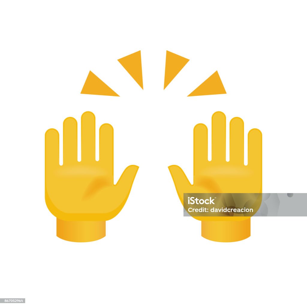 Händeklatschen mit gekreuzten Fingern auf weißem Hintergrund - Lizenzfrei Emoticon Vektorgrafik